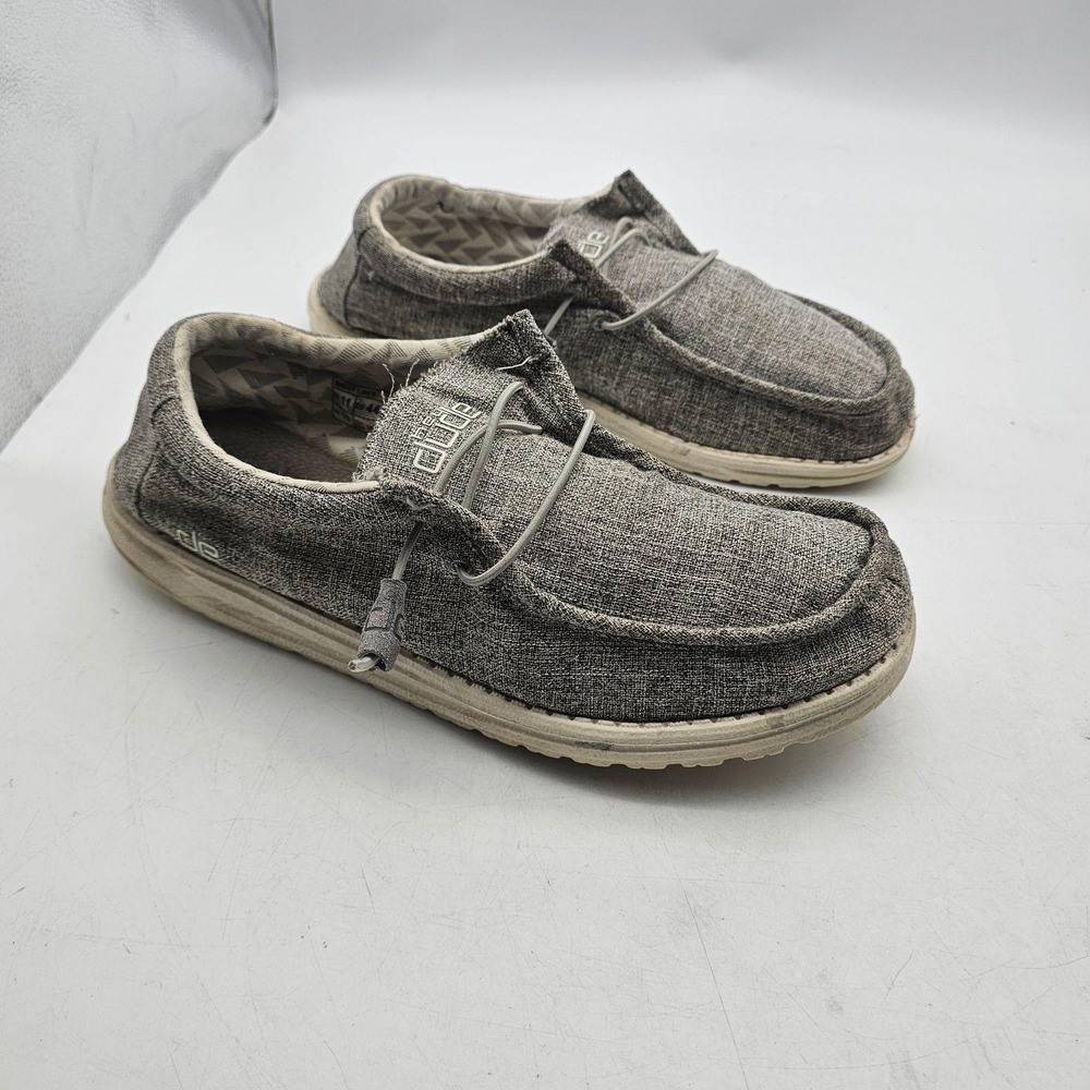 Hey Dude Wally Linen Shoes Mens Size 11 Gray Slip On Casual Comfort Lightweight